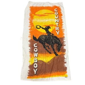Vintage‎ Country Cowboy Horse Graphic Beach Bath Pool Towel Western RA Briggs